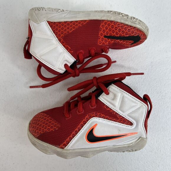 Nike Lebron XII 12 Toddler 5C Red Sneakers Shoes Air Zoom Megafuse Upper - Picture 3 of 11